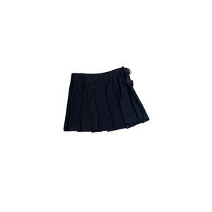BURBERRY LONDON Black Wool Pleated Mini Skirt With Buckle Detail Size 10